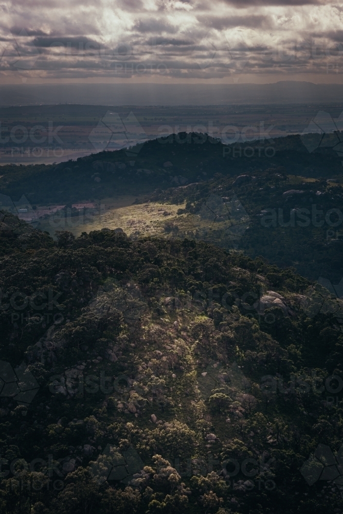 Dramatic Light over the You Yang Ranges from Flinders Peak - Australian Stock Image