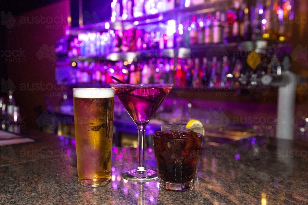 Drinks at a nightclub - Australian Stock Image