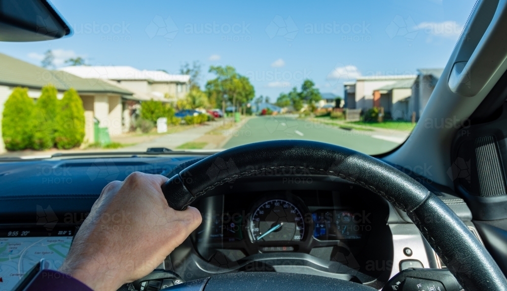Driving a Car as seen from the Driver's View - Australian Stock Image