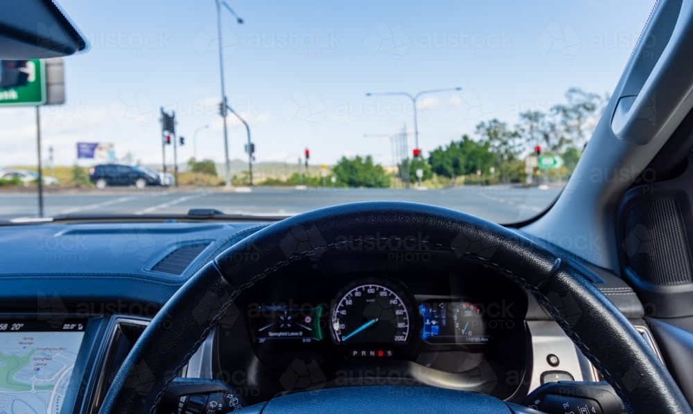 Driving a Car as seen from the Driver's View - Australian Stock Image
