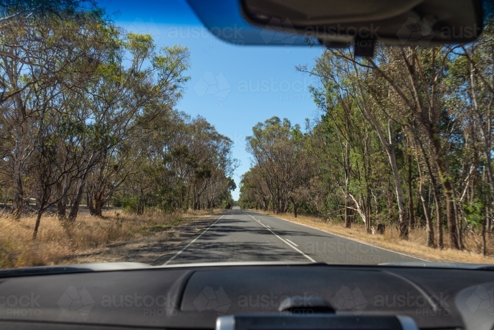 Driving view near Maryborough, Victoria - Australian Stock Image