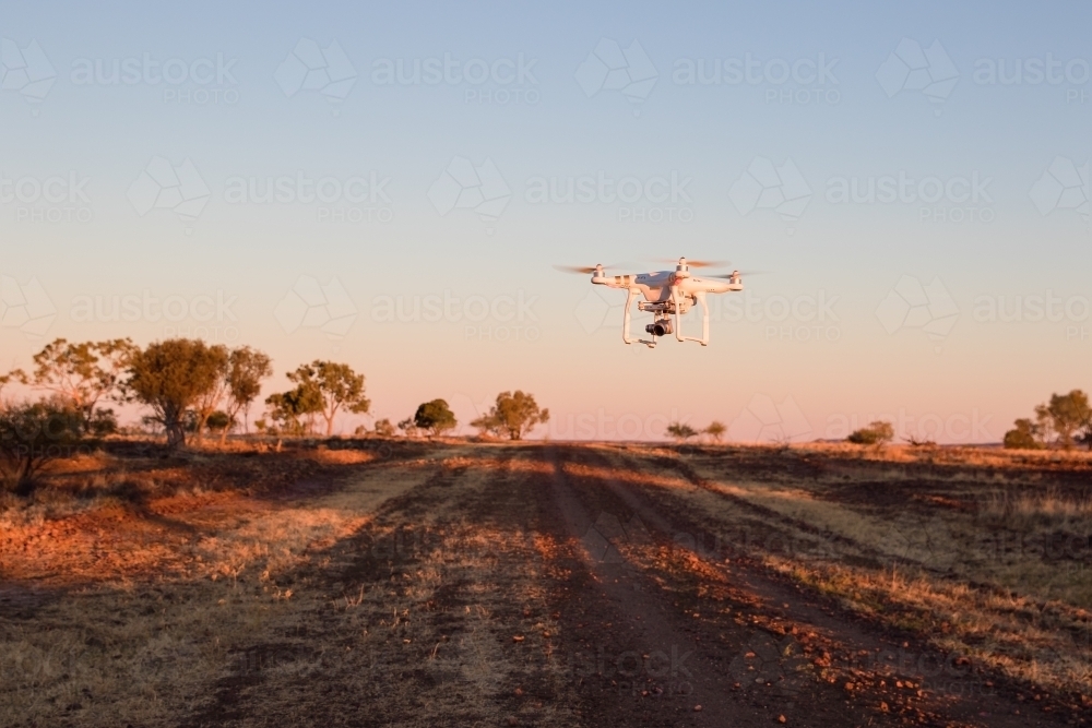 Drone flying in isolated location - Australian Stock Image