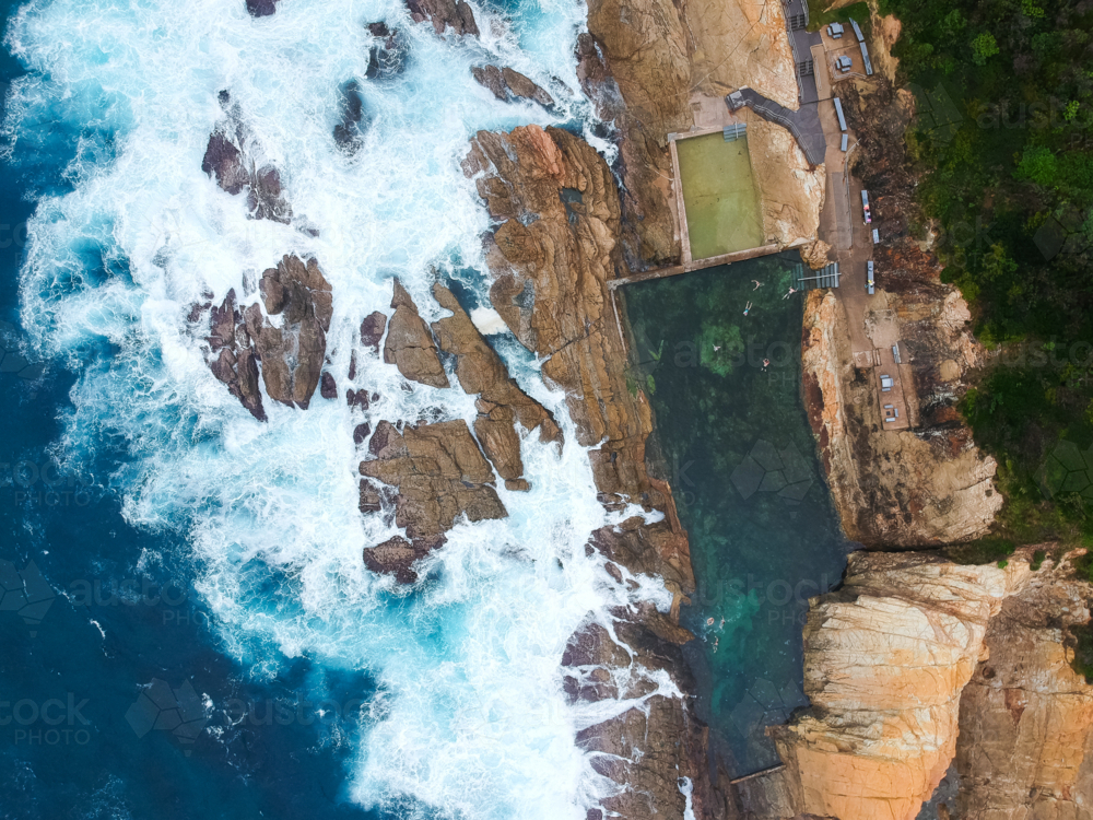 Drone of ocean pool in New South Wales - Australian Stock Image