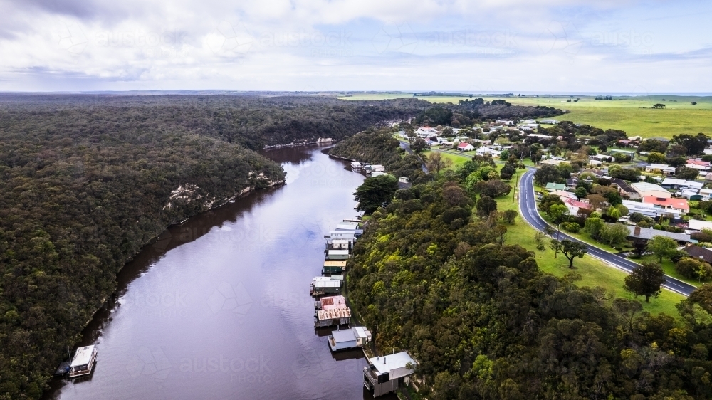 Drone Photo of Glenelg River over Donovans - Australian Stock Image