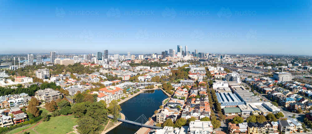 Drone View Over East Perth Towards The City Of Perth - Australian Stock Image