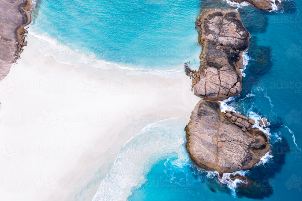 Drone view over Wylie Head Beach Esperance - Australian Stock Image