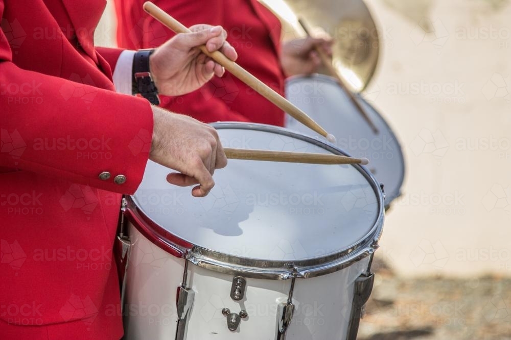 Drummer in the ANZAC Day march - Australian Stock Image
