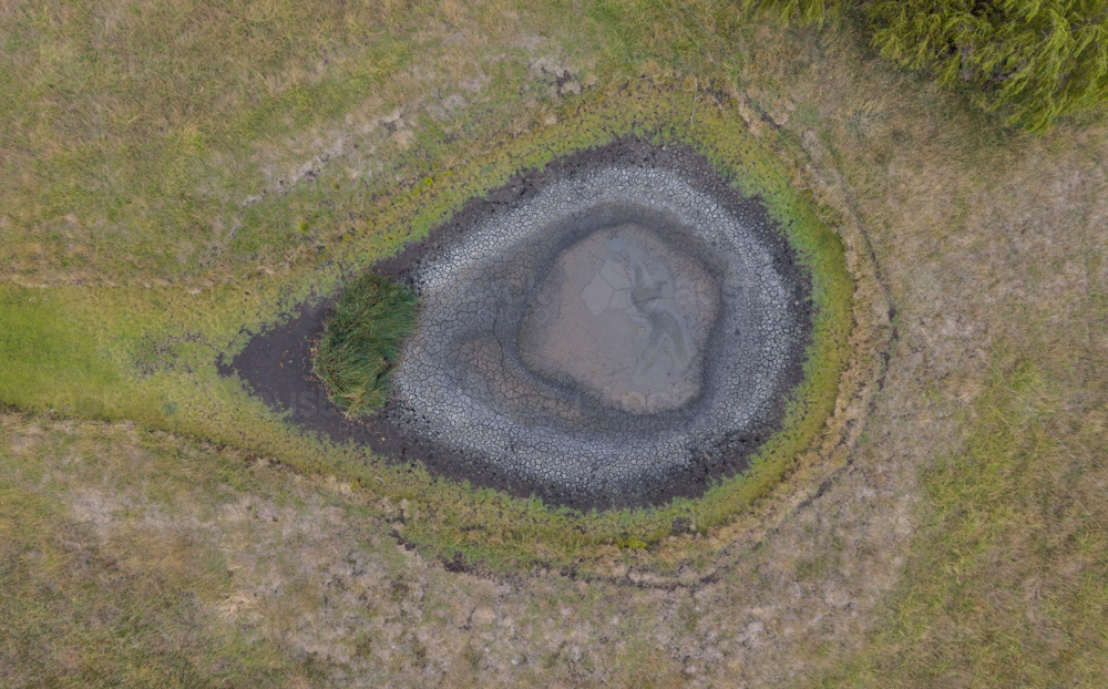 Dry Dam on a Farm near Glen Innes, New South Wales - Australian Stock Image