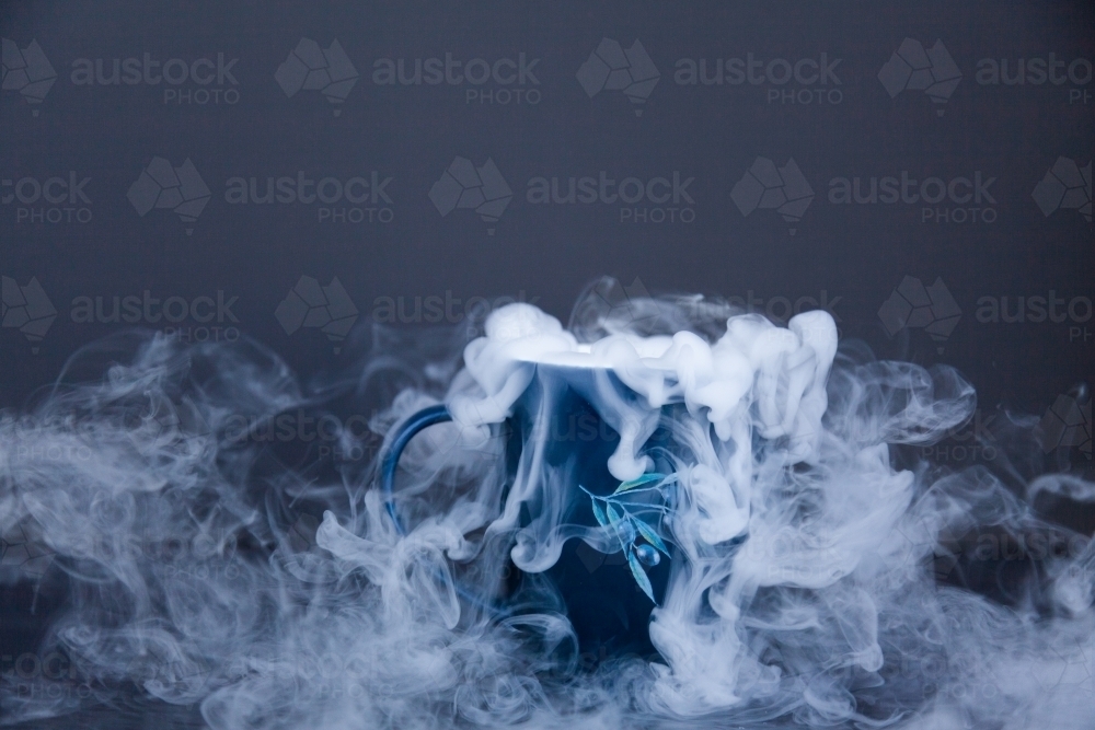 Image of Dry ice vapour made of carbon dioxide spilling out into air