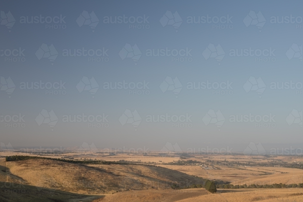 Dry landscape of empty paddocks - Australian Stock Image