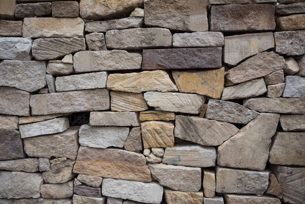 Drystone sandstone wall - Australian Stock Image