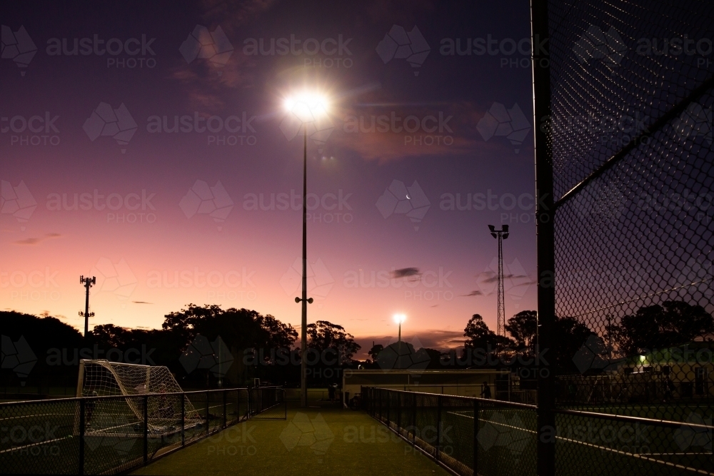 dusk at a local soccer club - Australian Stock Image