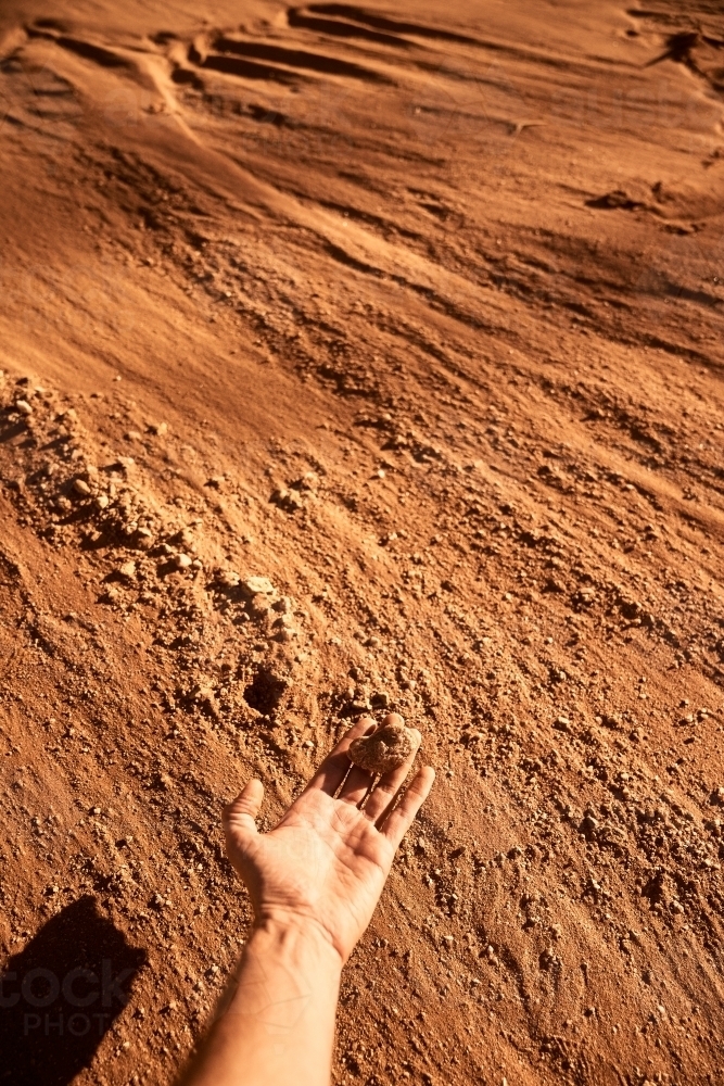 Dusty red dirt from a riverbed in Broken Hill, NSW - Australian Stock Image