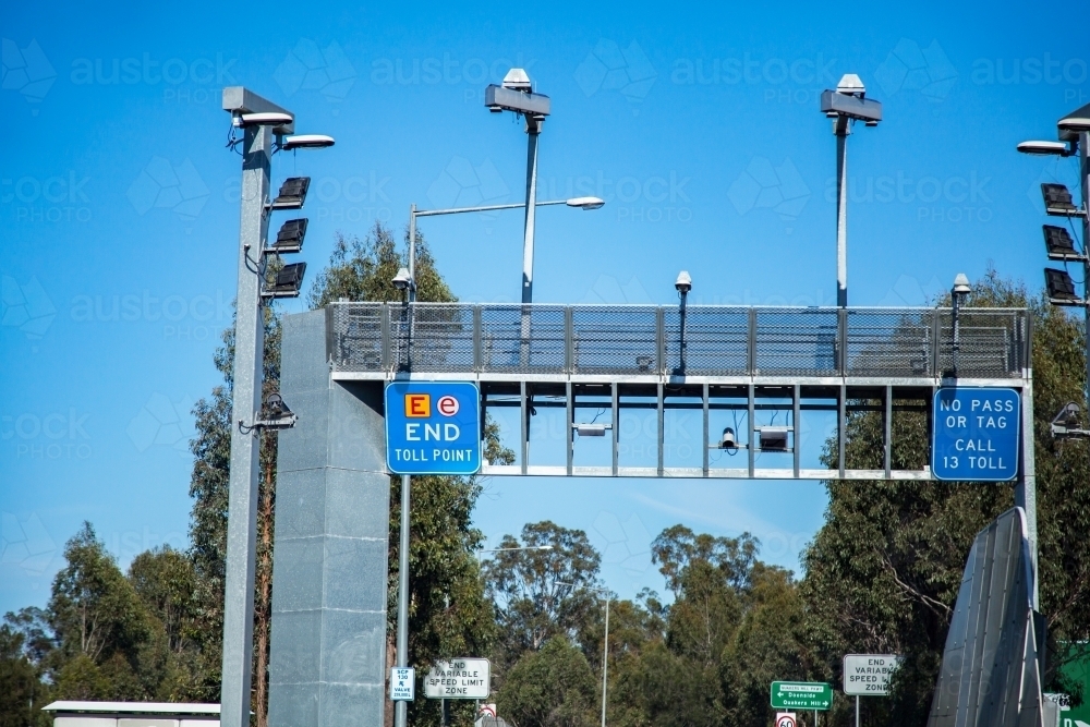 E-Toll e-tag point on motorway exit - Australian Stock Image