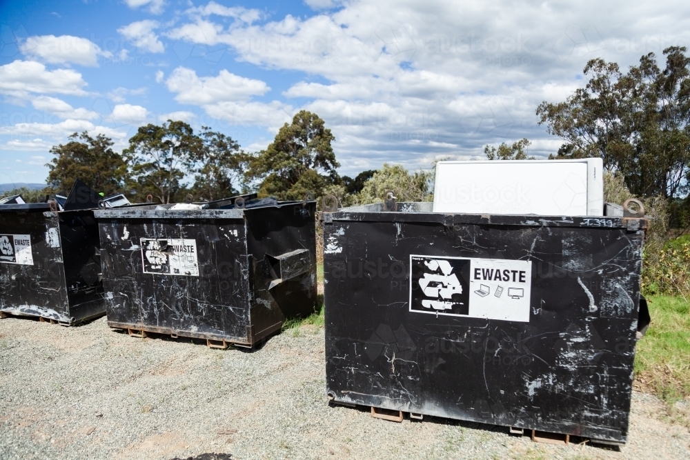 E waste bins at the tip for electronic devices - Australian Stock Image