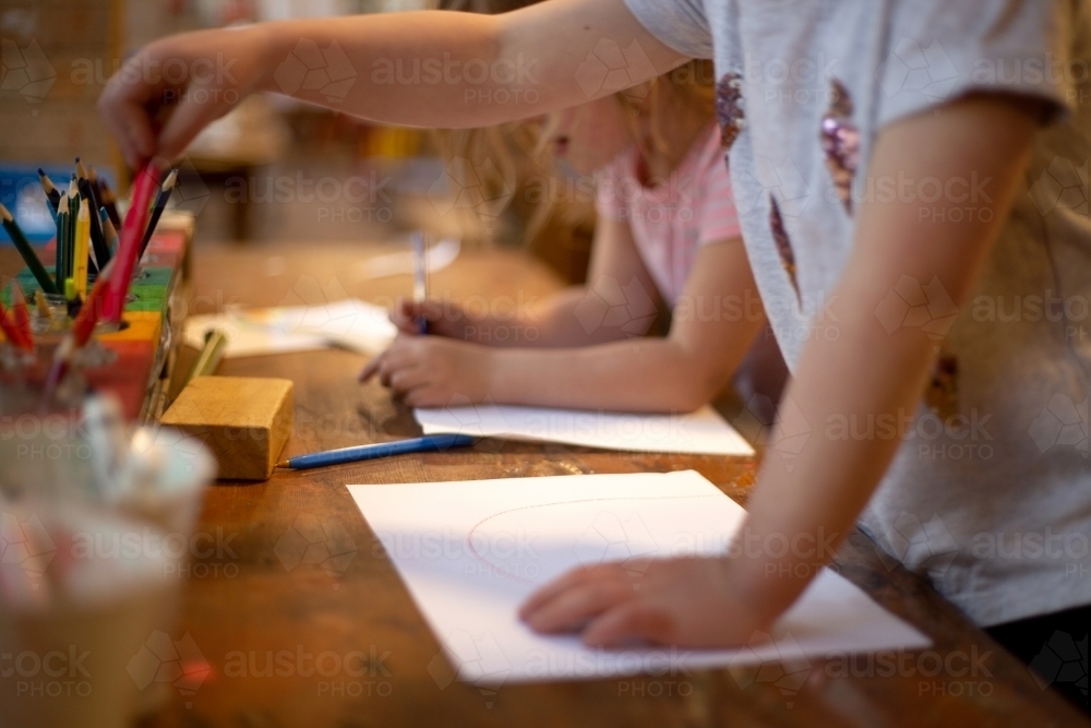 Early education, children drawing - Australian Stock Image