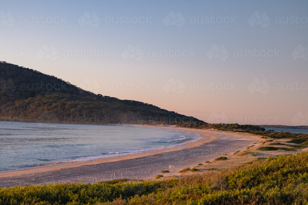 Early morning at Jimmys Beach, Hawks Nest NSW Australia - Australian Stock Image