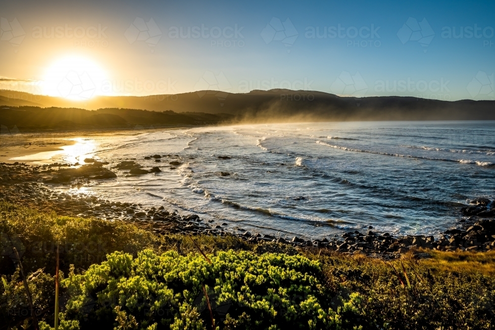 early morning misty beach scene - Australian Stock Image