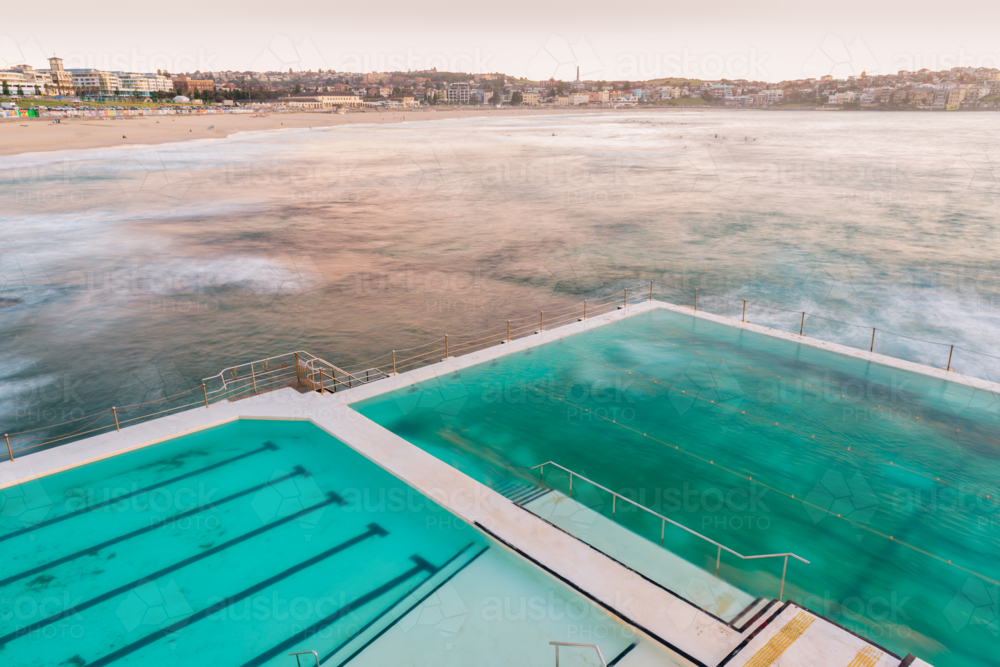 Early Morning Over Ocean Pools Bondi Beach Sydney - Australian Stock Image