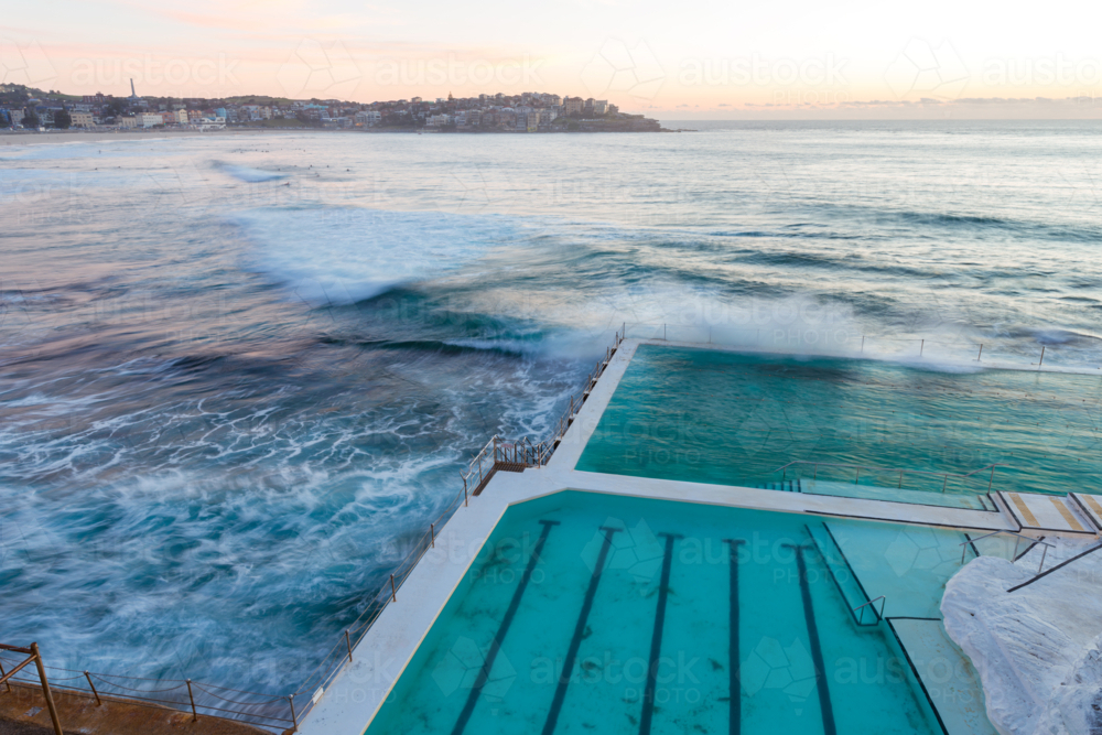 Early Morning Over Ocean Pools Bondi Beach Sydney - Australian Stock Image