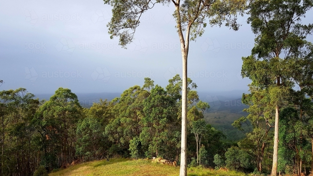 Early morning sunshine over the mountains - Australian Stock Image