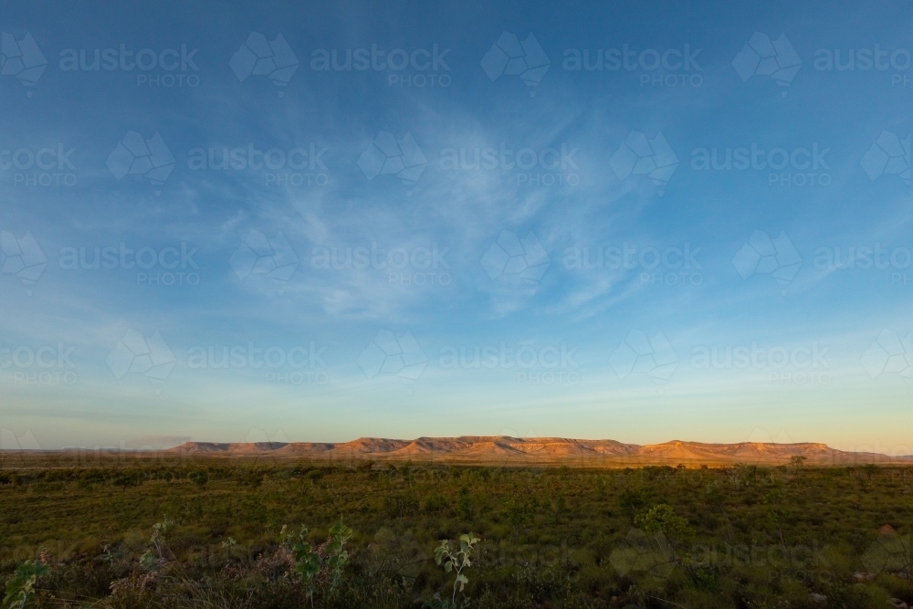 east kimberley landscape with pentecost range on horizon - Australian Stock Image