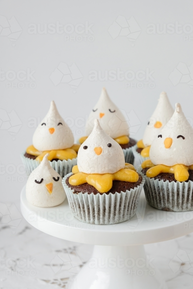 Easter chick lemon chocolate cupcakes - Australian Stock Image