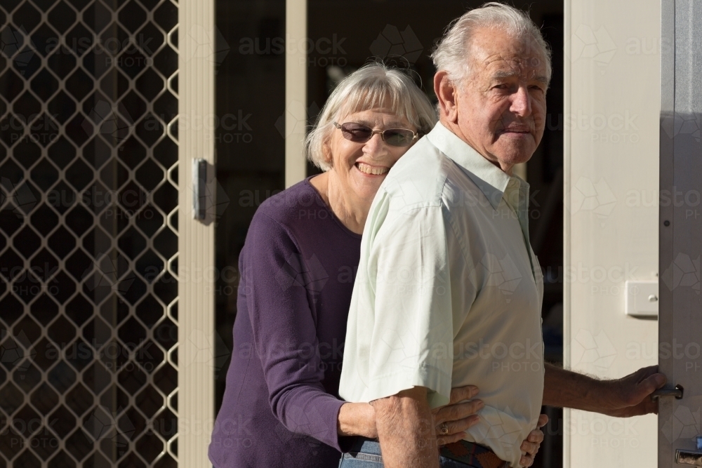 Elderly couple in tender moment - Australian Stock Image