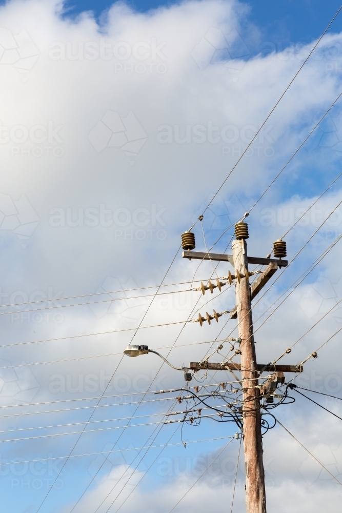 Electricity wires and power pole - Australian Stock Image