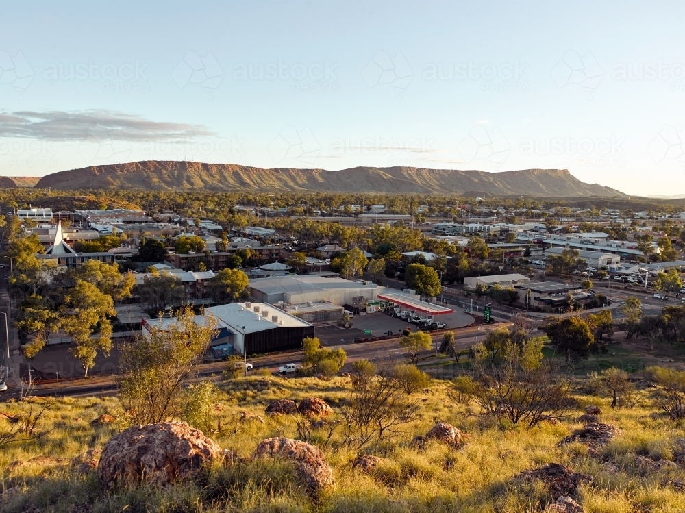 Elevated view of an outback town - Australian Stock Image