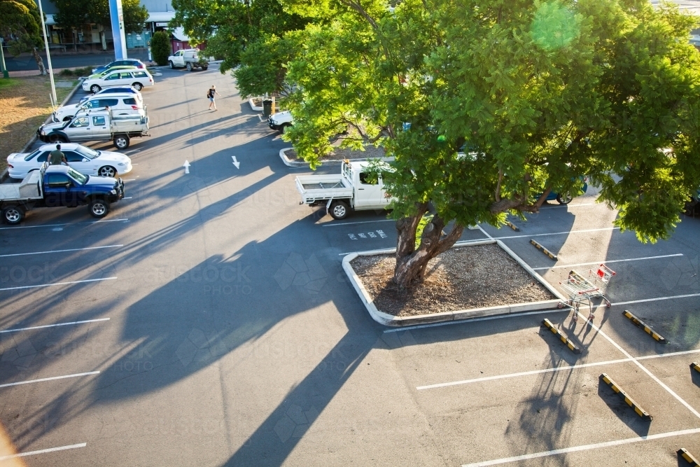 Elevated view of busy car park in Singleton near the shopping centre - Australian Stock Image