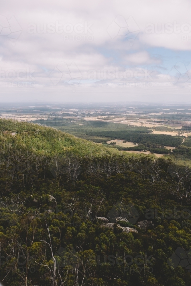 Elevated view of farmlands and fields - Australian Stock Image