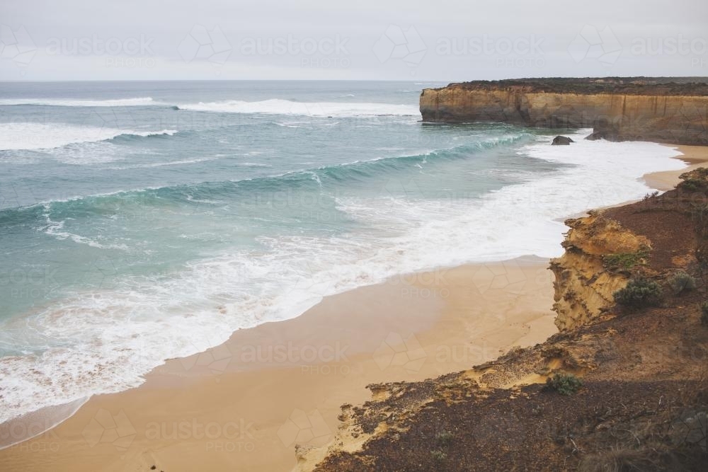 Empty beach on an overcast day - Australian Stock Image