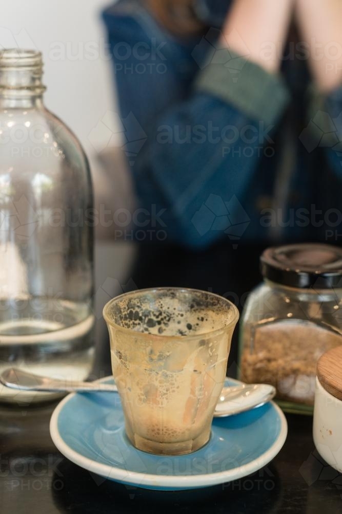 empty cup of coffee, latte or flat white - Australian Stock Image