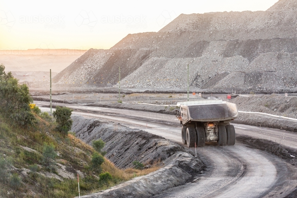 Empty dump truck in open cut coal mine in Hunter Valley - Australian Stock Image