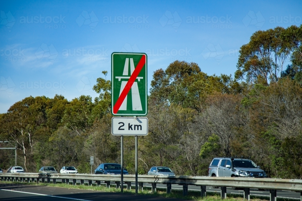 End freeway sign on NSW roadside - Australian Stock Image