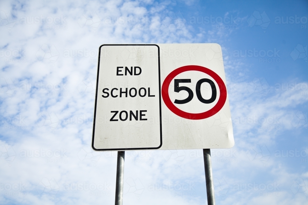 End school zone 50 sign - Australian Stock Image