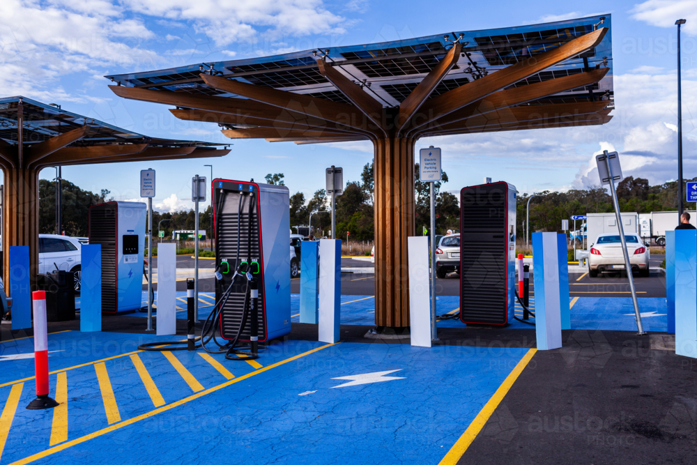 Image of Environmentally friendly electric vehicle charging stations ...