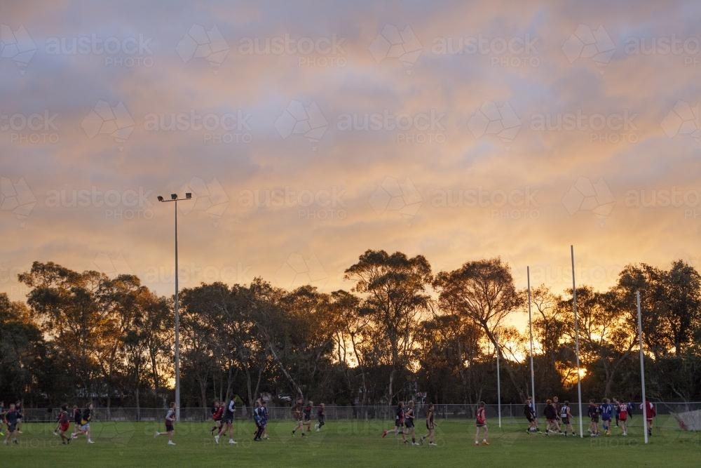 Evening football training - Australian Stock Image