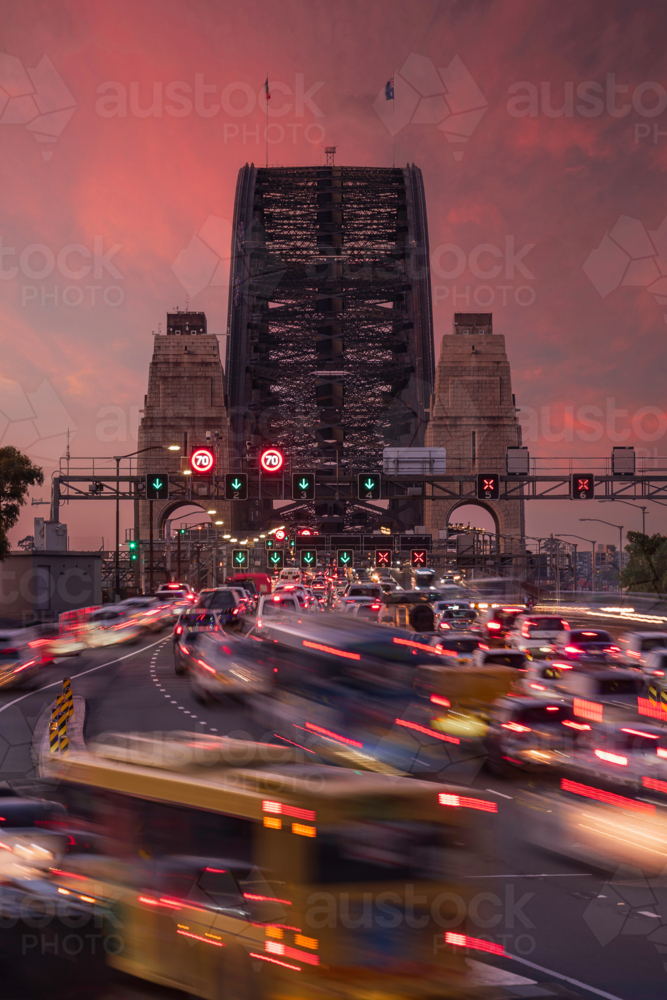 Evening traffic at harbour bridge - Australian Stock Image