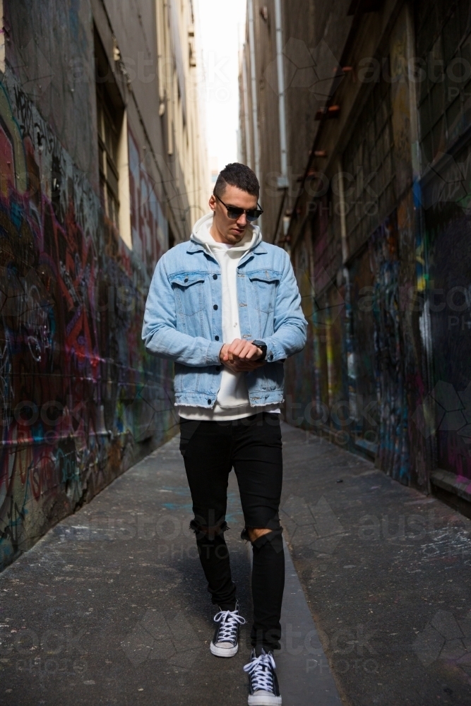 Exploring the Graffiti Lanes of Melbourne - Australian Stock Image