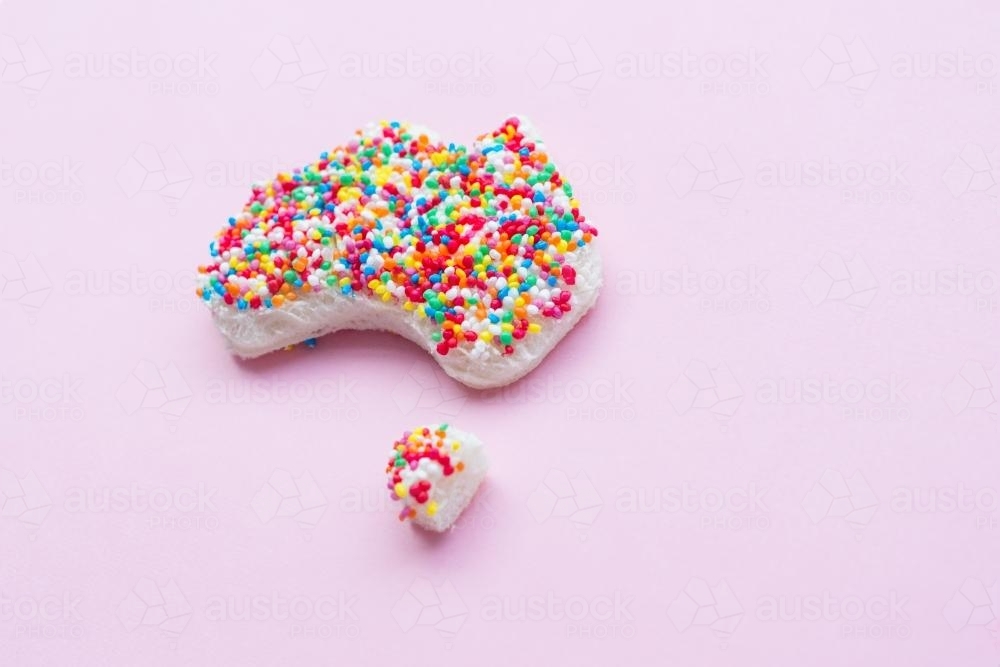 fairy bread in the shape of Australia - Australian Stock Image