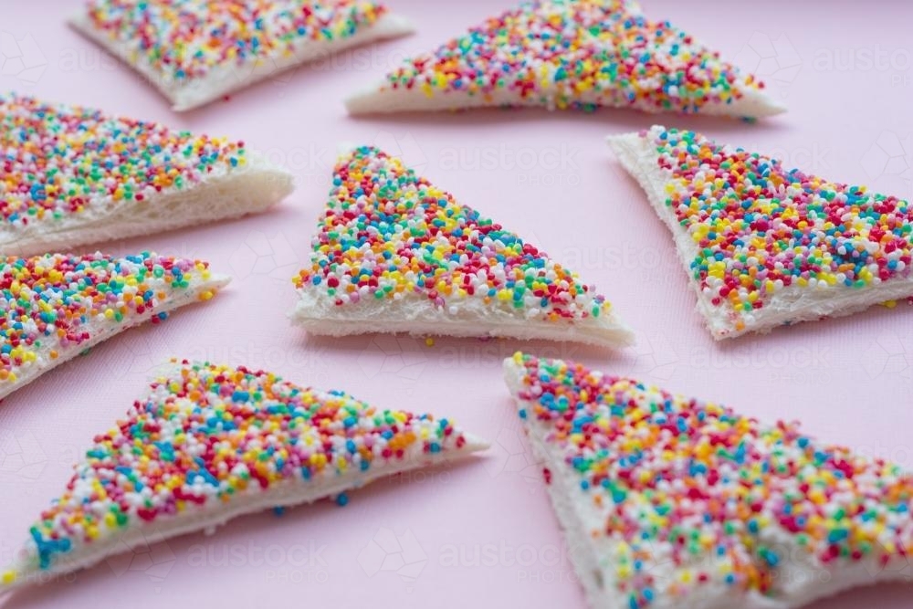 fairy bread on a pink background - Australian Stock Image