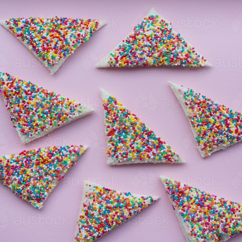 fairy bread on a pink background - Australian Stock Image