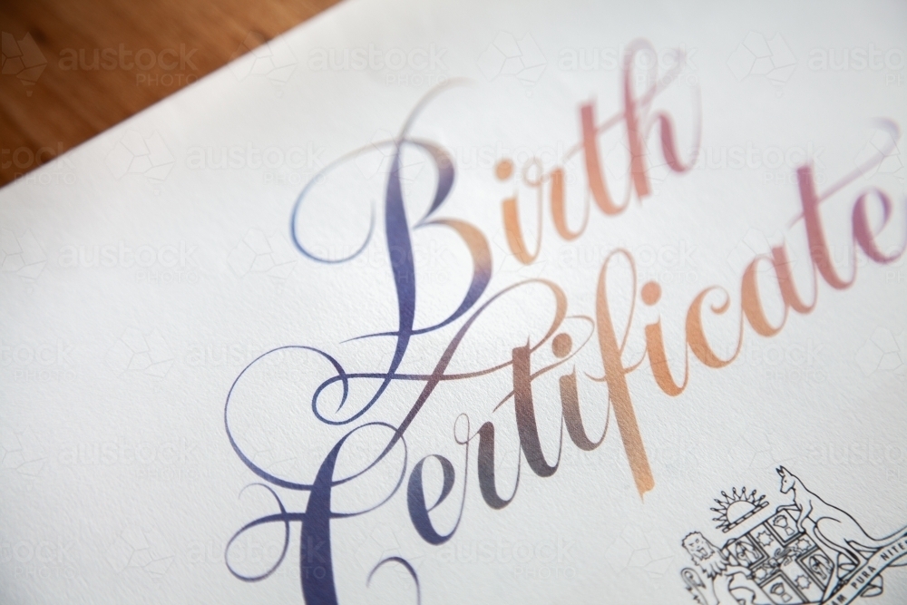 Fancy Australian Birth Certificate - Australian Stock Image