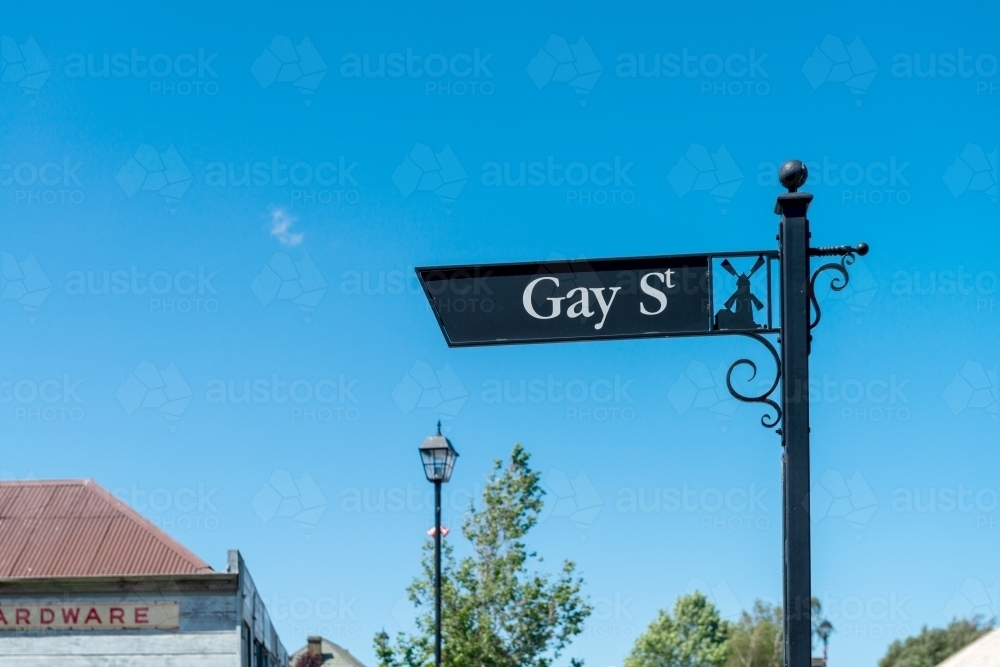 fancy, fabulous street sign with "gay st" - Australian Stock Image
