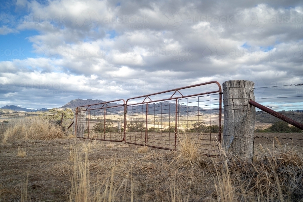 Farm gates to country property - Australian Stock Image