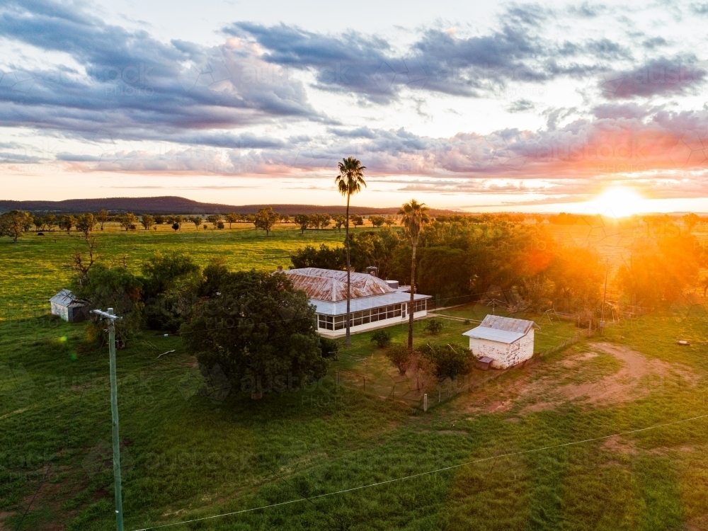 Farm homestead at dusk - Australian Stock Image