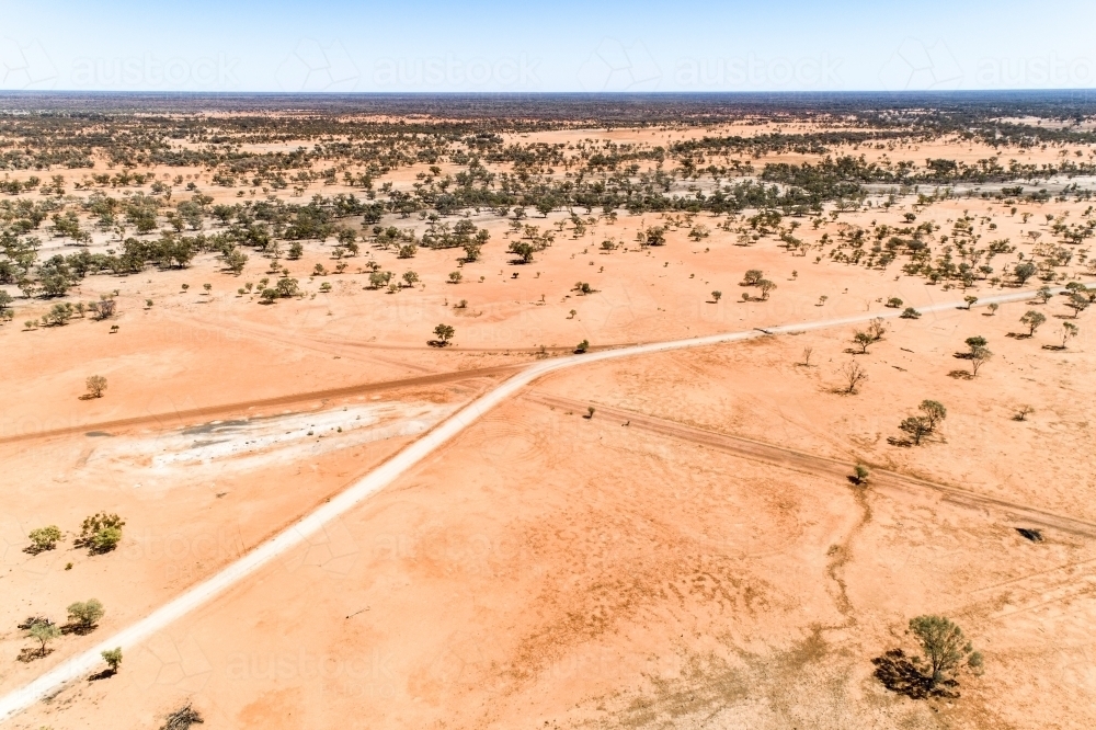 Farm in drought, western Queensland. - Australian Stock Image