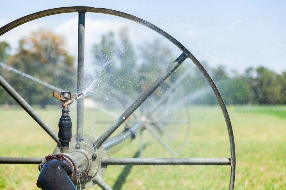 Farm irrigation sprinkler system - Australian Stock Image